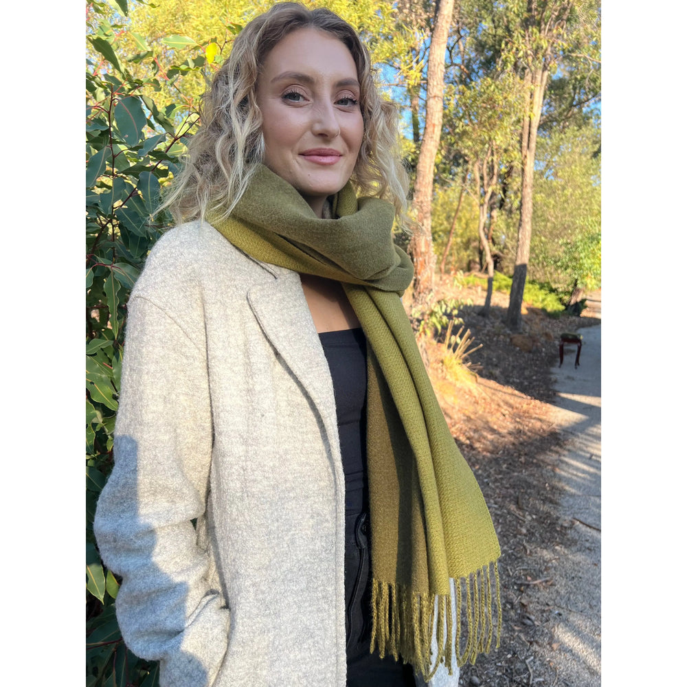 Scarves Australia Winter Scarves Green Winter Scarf - Duo Tone - Moss Olive