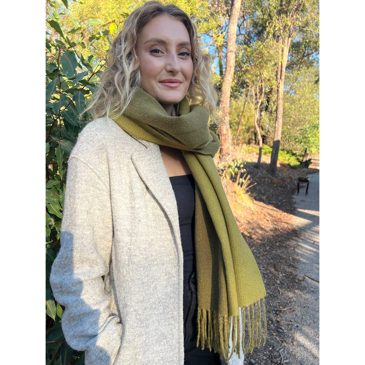 Scarves Australia Winter Scarves Green Winter Scarf - Duo Tone - Moss Olive