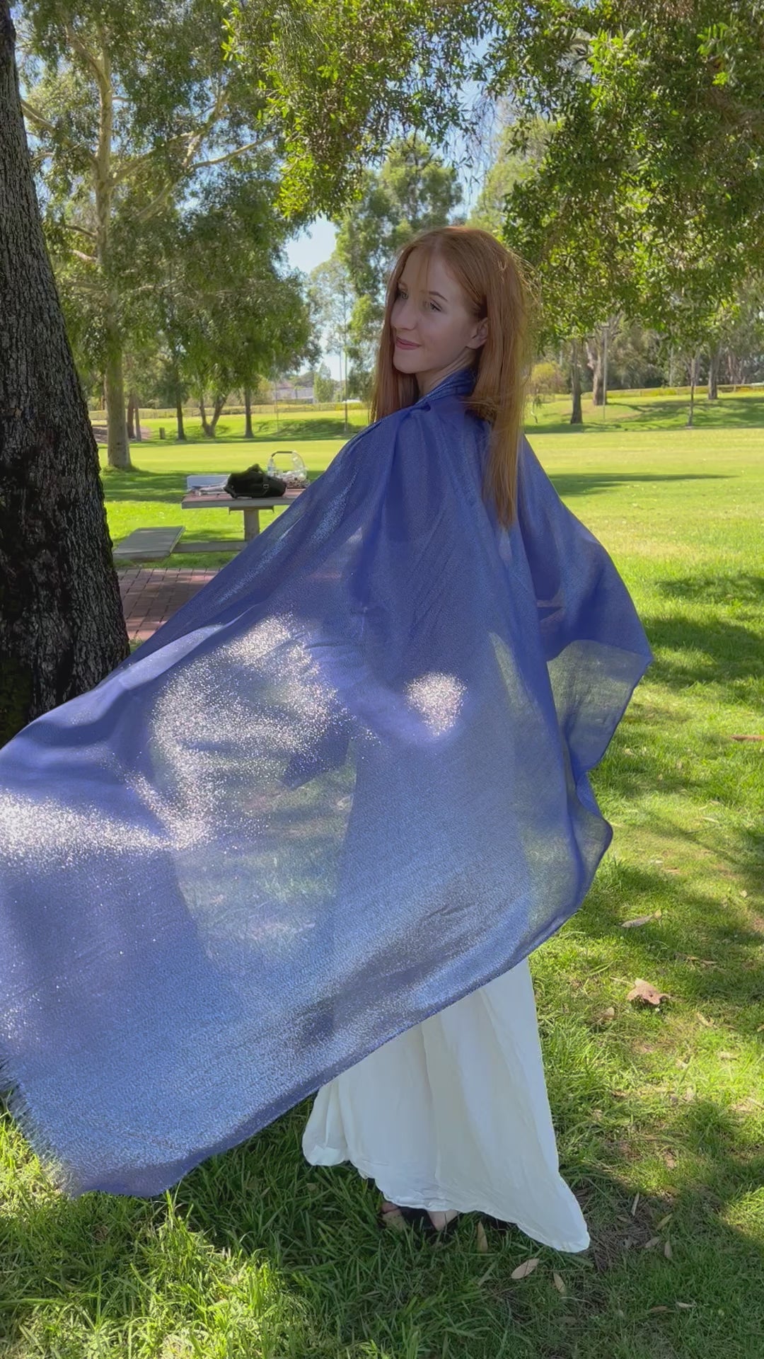 🥂 Metallic Scarf - Blue Sapphire - Glamour Shawl - PRE ORDER NOW!