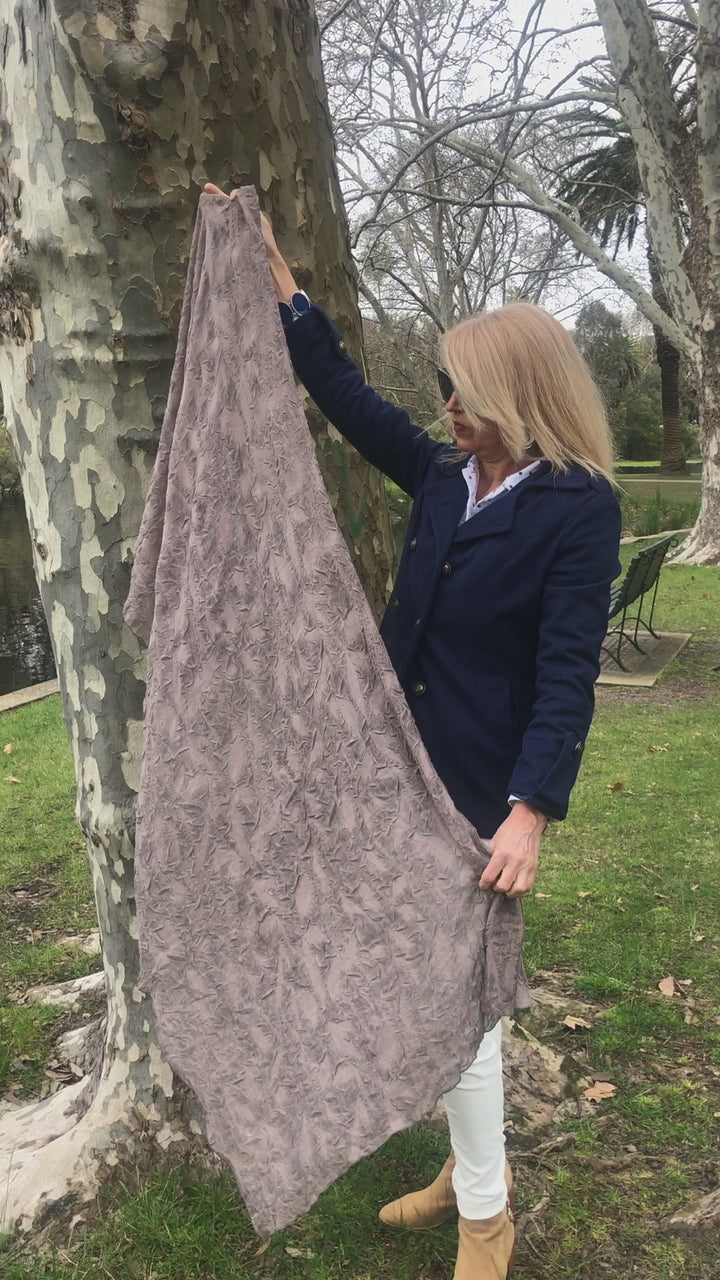 Grey Taupe Scarf - Textured  Wrap