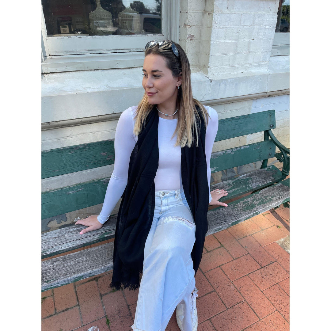 Scarves Australia Apparel & Accessories ⭐️Cashmere Pashmina Black - Pure Cashmere Luxury