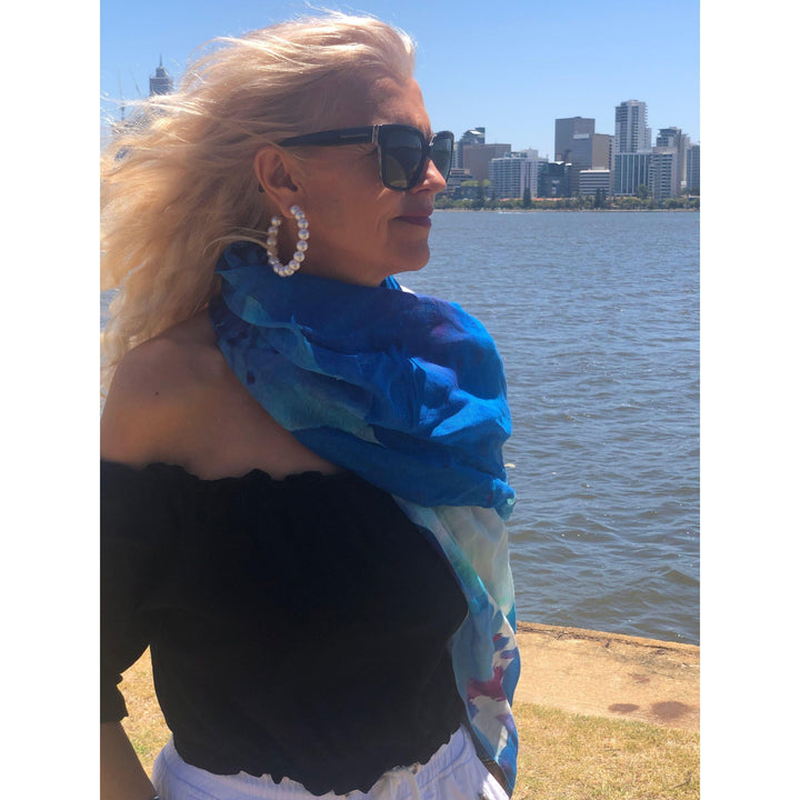 Scarves Australia Apparel & Accessories Cotton Linen Scarf Blue Ocean