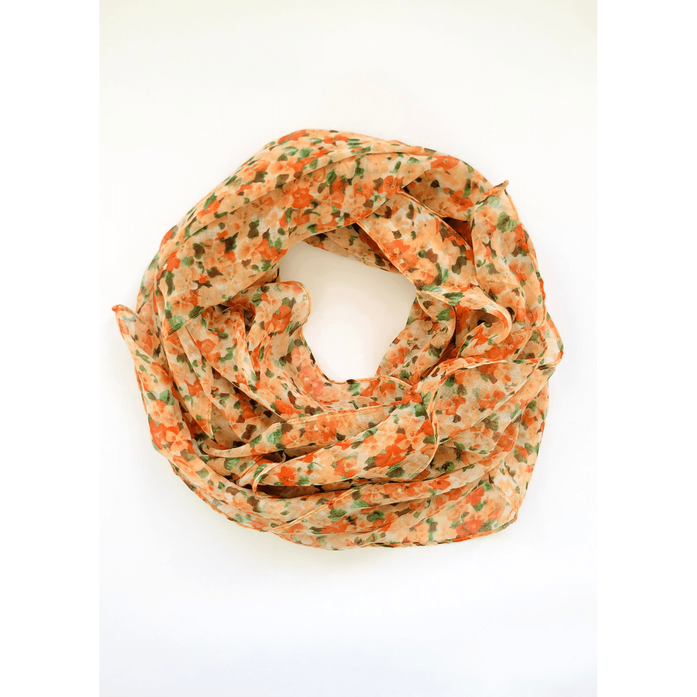 Scarves Australia Apparel & Accessories Floral Scarf - Orange Flowers - Spring Scarf