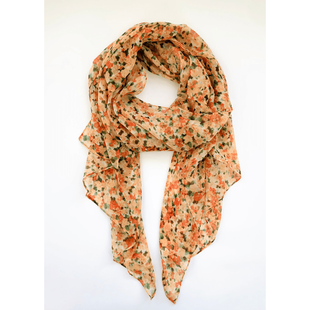 Scarves Australia Apparel & Accessories Floral Scarf - Orange Flowers - Spring Scarf