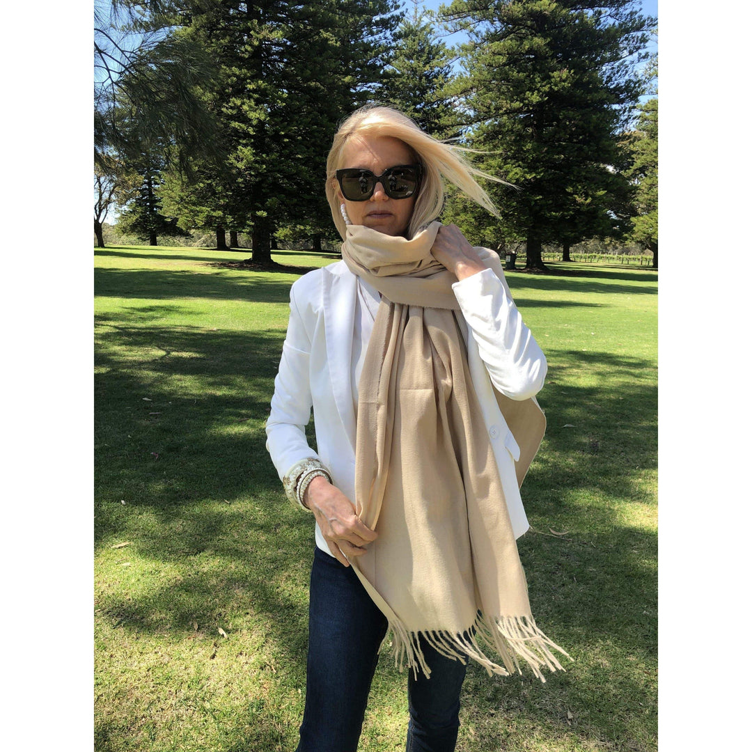 Scarves Australia Apparel & Accessories Luxury Pashmina Plain - Sand