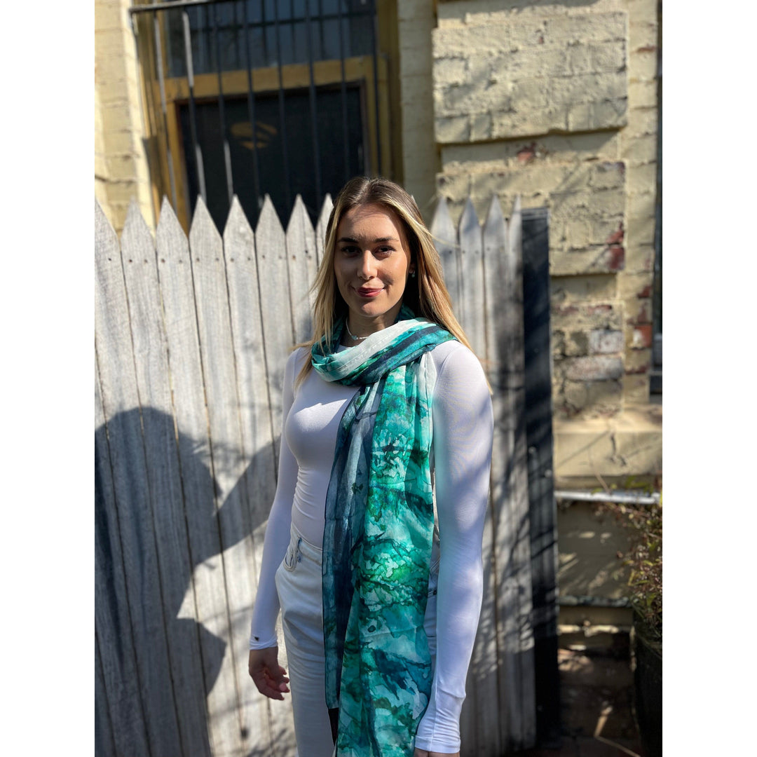Scarves Australia Apparel & Accessories Modal Scarf - Turquoise Scarf Sea green Coastal Fauna