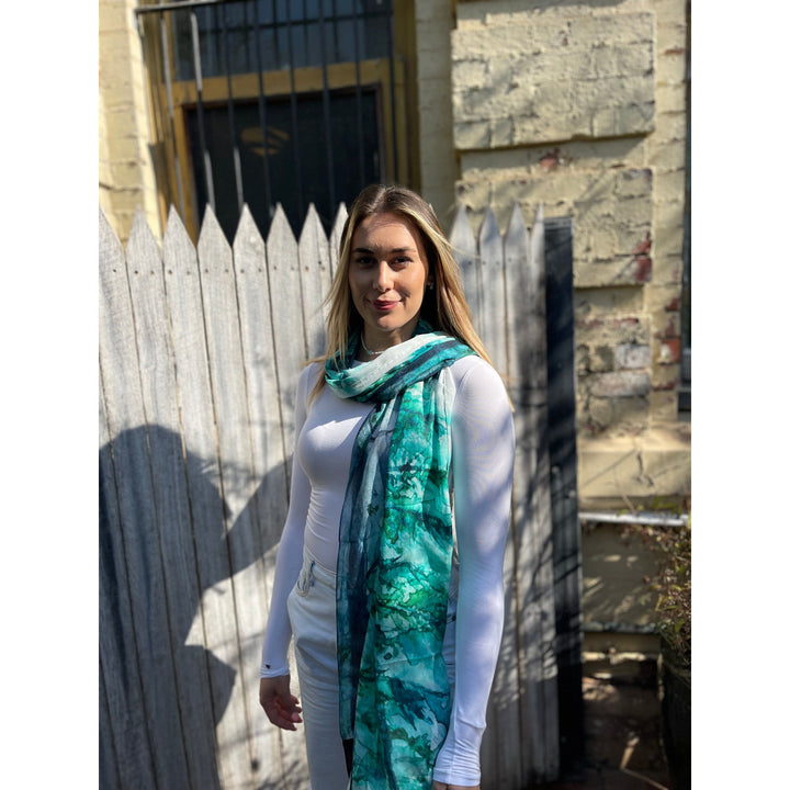 Scarves Australia Apparel & Accessories Modal Scarf - Turquoise Scarf Sea green Coastal Fauna