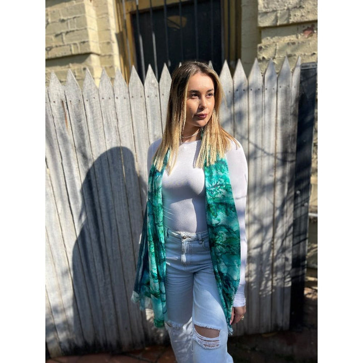 Scarves Australia Apparel & Accessories Modal Scarf - Turquoise Scarf Sea green Coastal Fauna