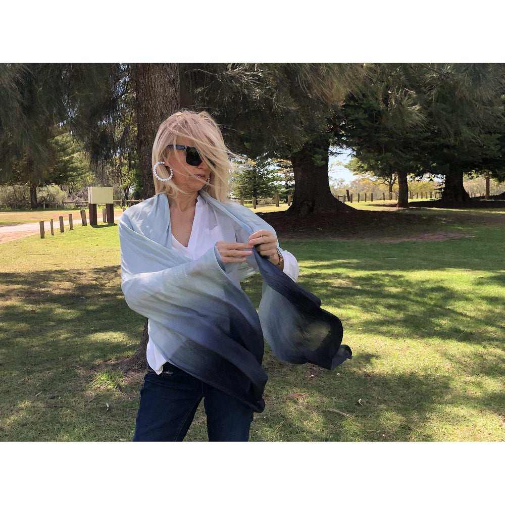 Scarves Australia Apparel & Accessories Ocean Blue to Navy Summer Scarf Ombre