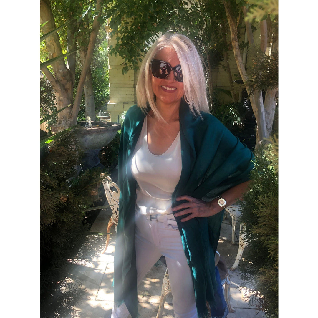 Scarves Australia Apparel & Accessories Pure Cashmere Pashmina - Deep Green Teal- Luxury