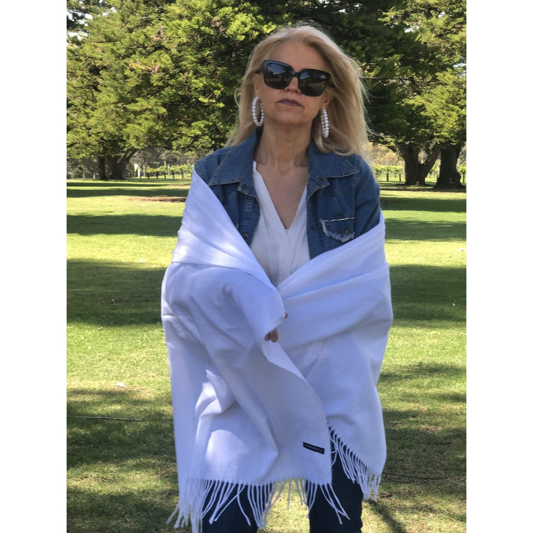 Scarves Australia Apparel & Accessories Pure White Pashmina Scarf