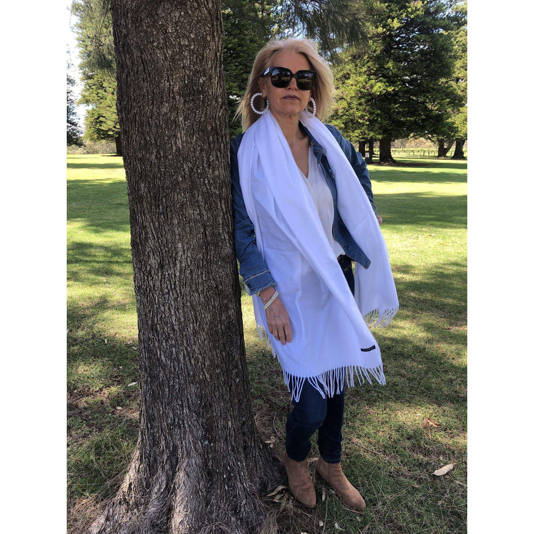 Scarves Australia Apparel & Accessories Pure White Pashmina Scarf