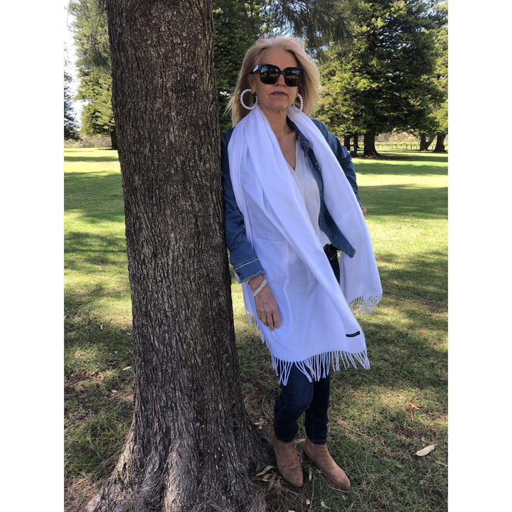 Scarves Australia Apparel & Accessories Pure White Pashmina Scarf