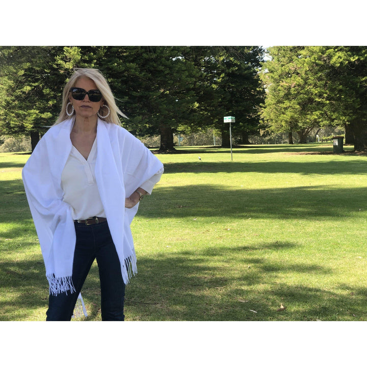 Scarves Australia Apparel & Accessories Pure White Pashmina Scarf