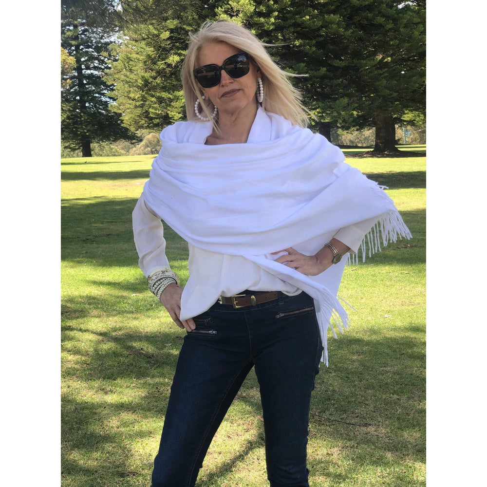 Scarves Australia Apparel & Accessories Pure White Pashmina Scarf