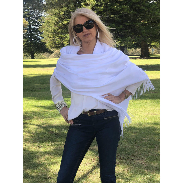 Scarves Australia Apparel & Accessories Pure White Pashmina Scarf
