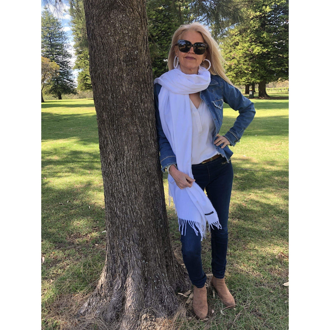 Scarves Australia Apparel & Accessories Pure White Pashmina Scarf