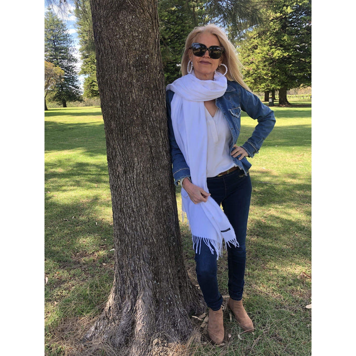 Scarves Australia Apparel & Accessories Pure White Pashmina Scarf