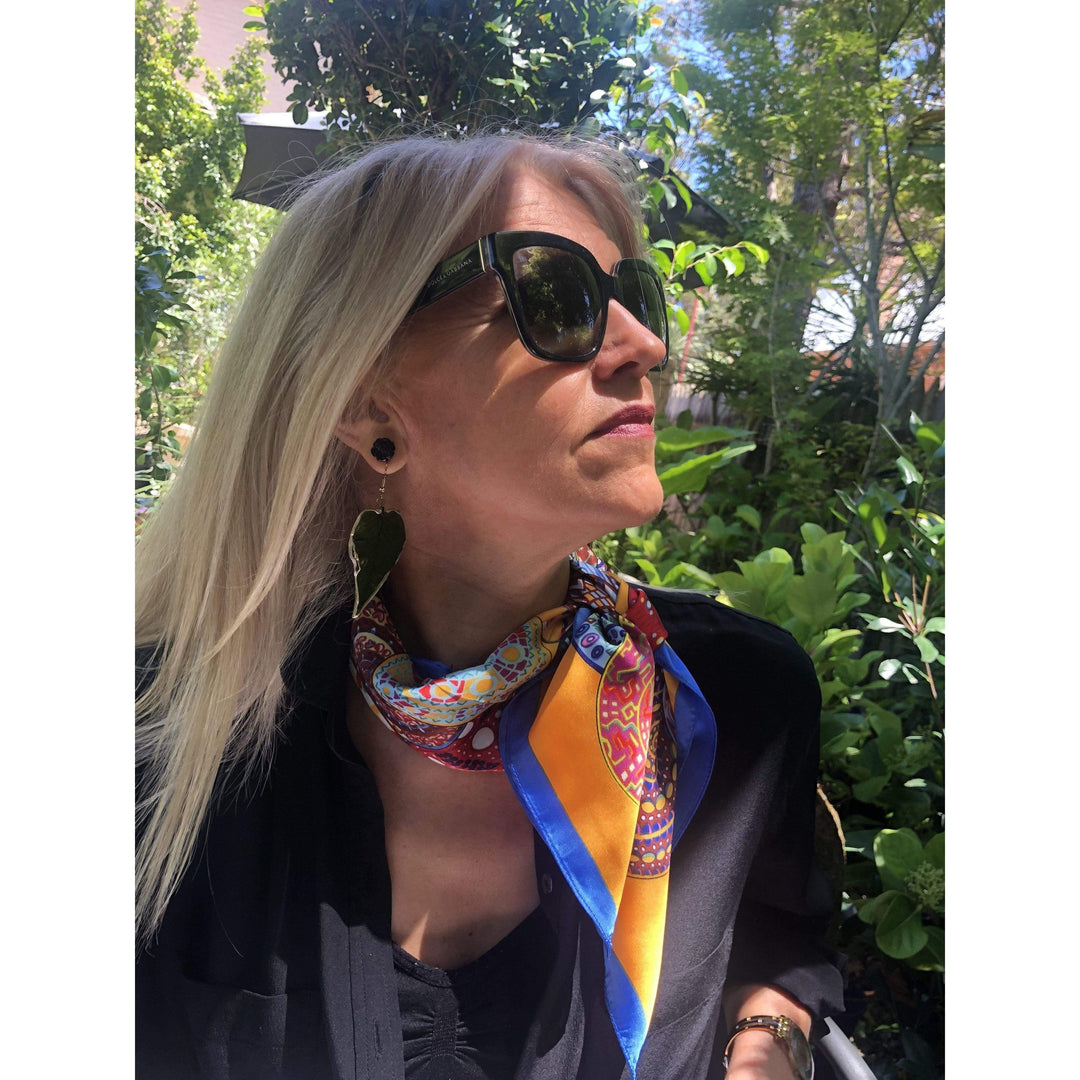 Scarves Australia Apparel & Accessories Silk Scarf Multi Orange Blue