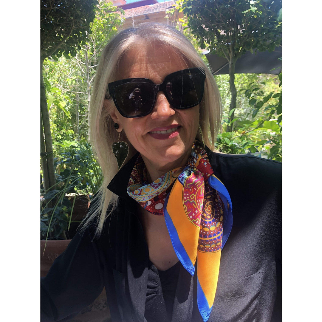 Scarves Australia Apparel & Accessories Silk Scarf Multi Orange Blue