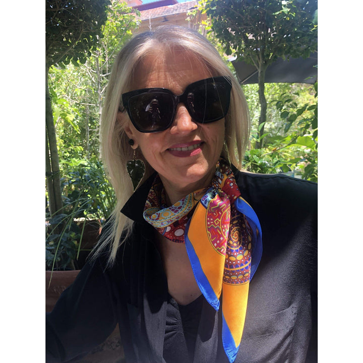 Scarves Australia Apparel & Accessories Silk Scarf Multi Orange Blue