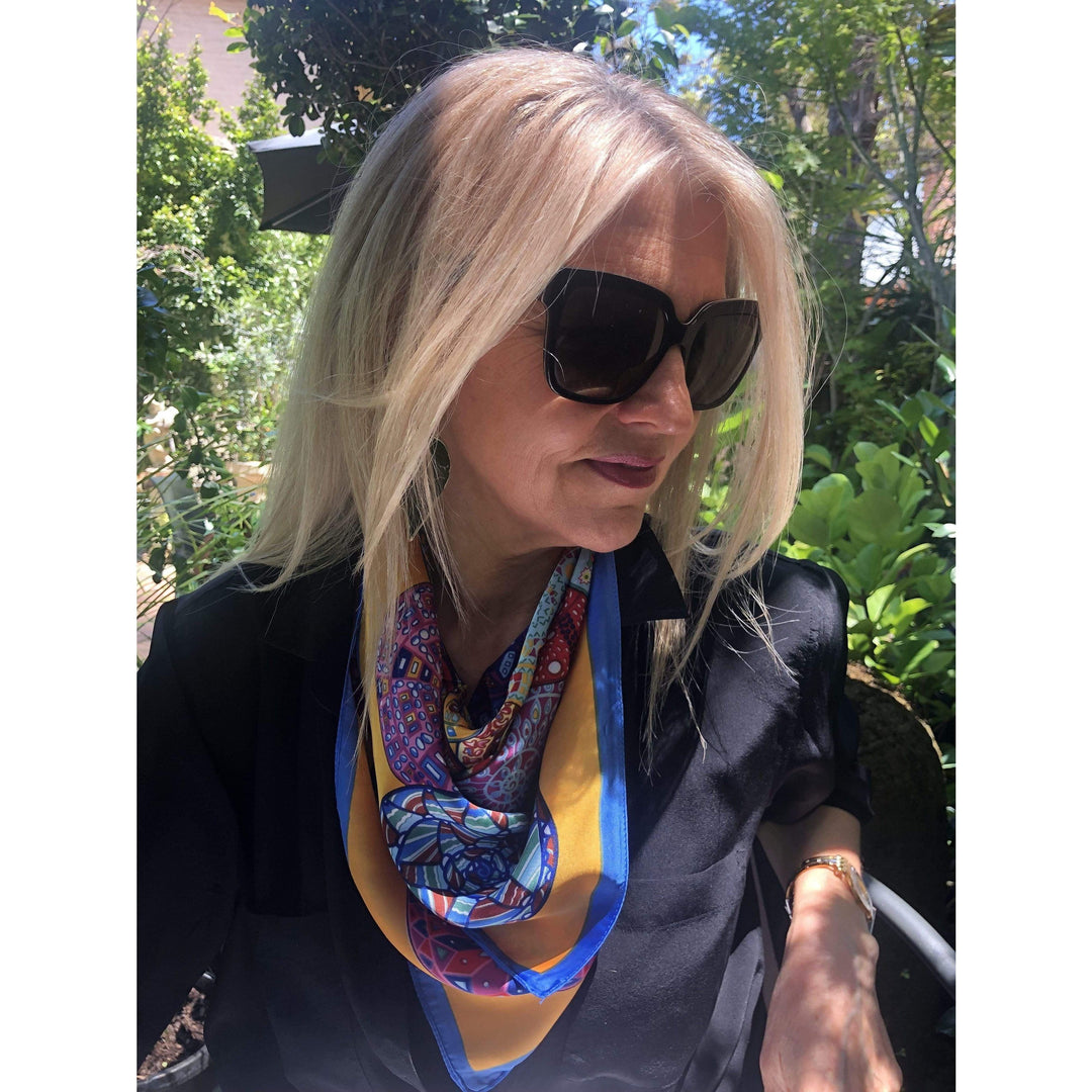 Scarves Australia Apparel & Accessories Silk Scarf Multi Orange Blue