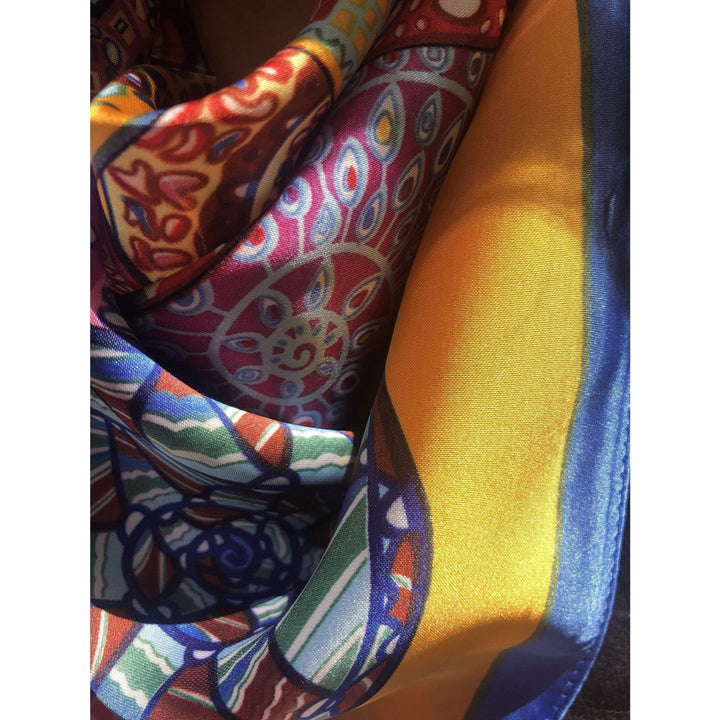Scarves Australia Apparel & Accessories Silk Scarf Multi Orange Blue