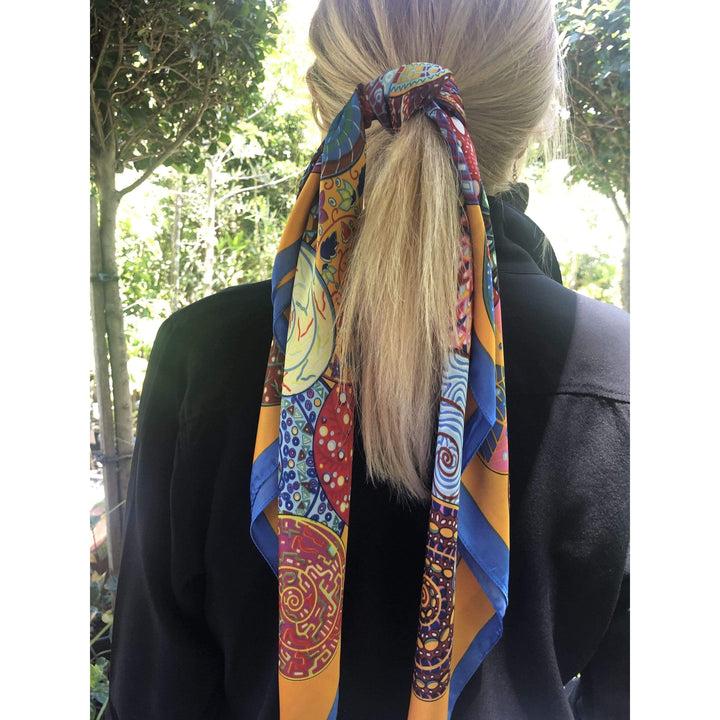 Scarves Australia Apparel & Accessories Silk Scarf Multi Orange Blue