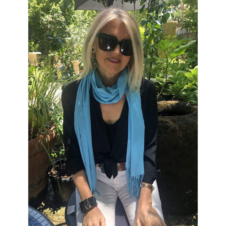 Scarves Australia Apparel & Accessories Sky Blue Pashmina Shawl Summer