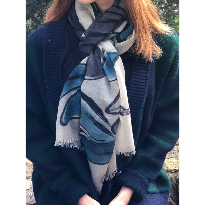 Scarves Australia Apparel & Accessories Teal Scarf Floral Luxury Pure Wool