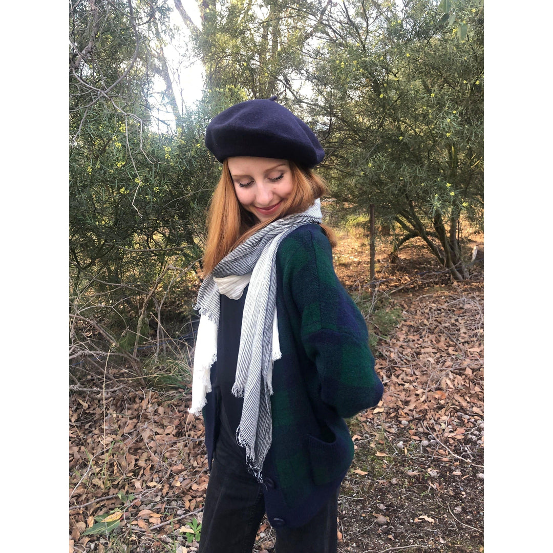Scarves Australia Cotton Scarf Grey Stripe Panelled - Unisex