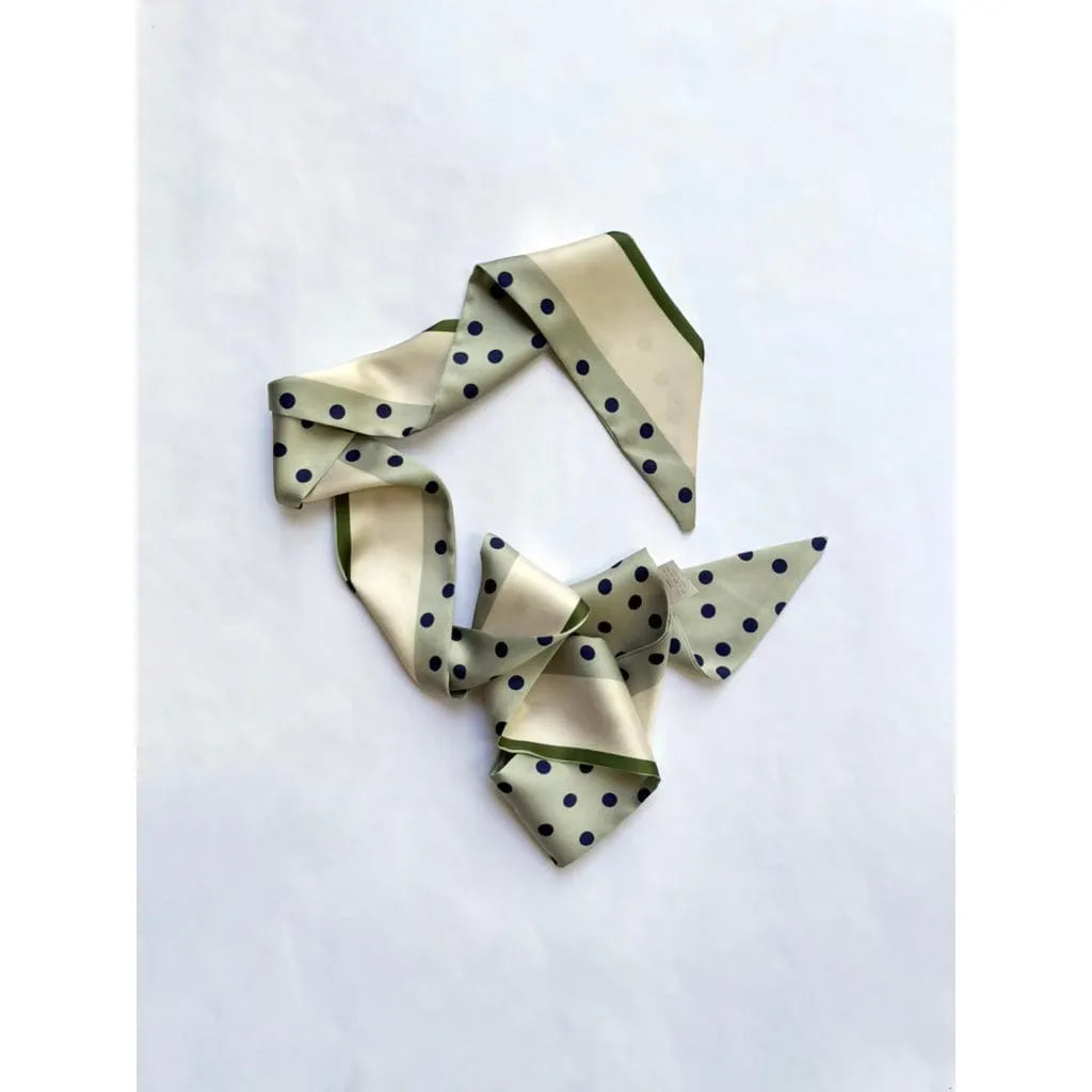 Scarves Australia Fashion Scarf Skinny Scarf - Dot Scarf - Neck Scarf - Bone Olive Stripe