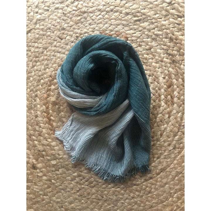 Scarves Australia Fashion Scarves Green Cotton Linen Panelled Scarf Unisex