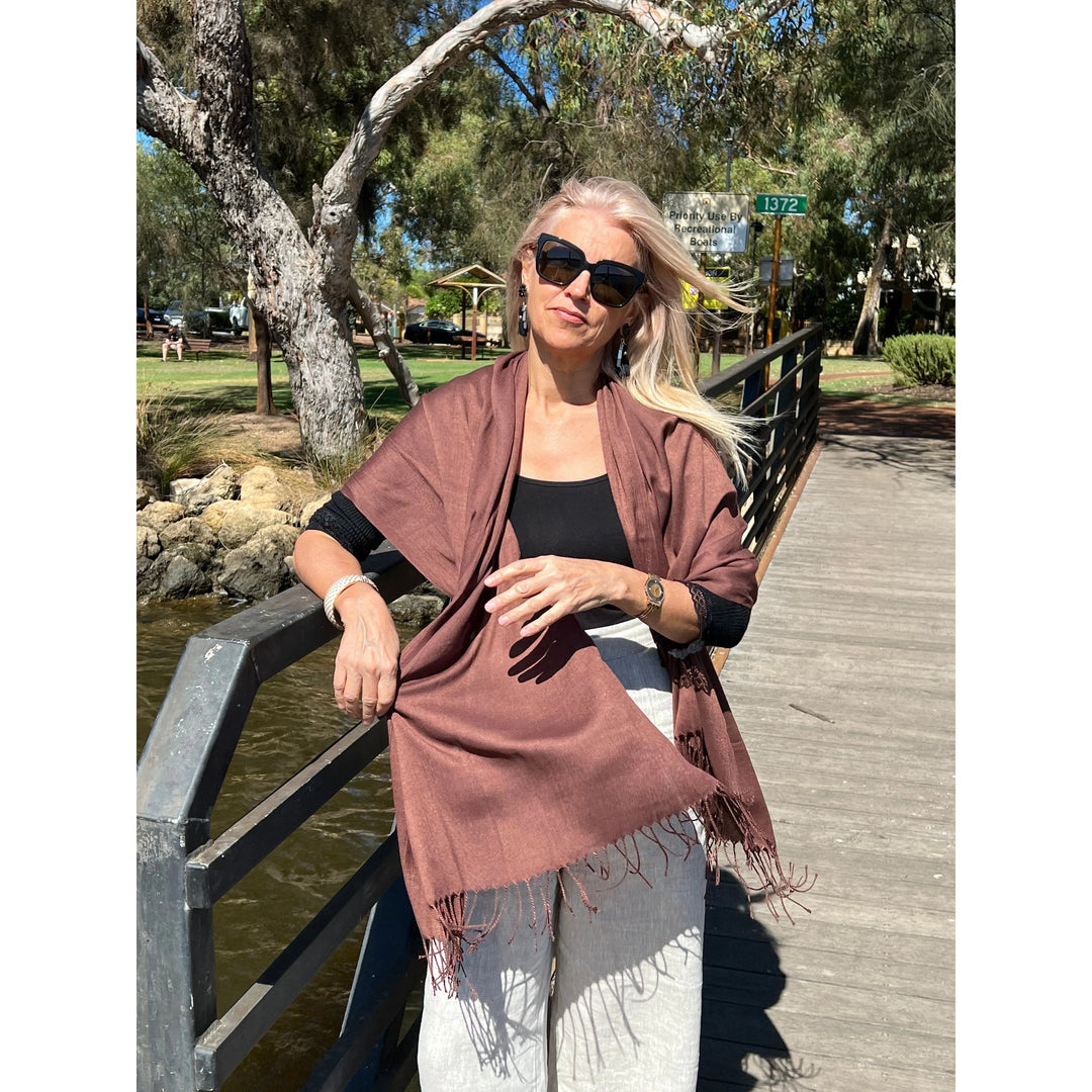 Scarves Australia Fashion Scarves Pashmina Shawl Lightweight - Chocolate Brown