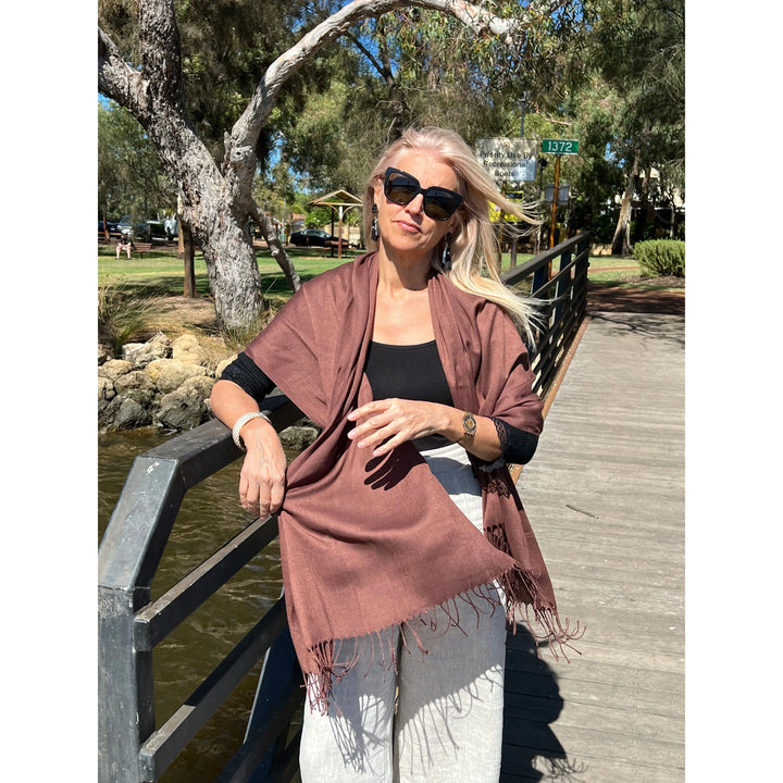 Scarves Australia Fashion Scarves Pashmina Shawl Lightweight - Chocolate Brown
