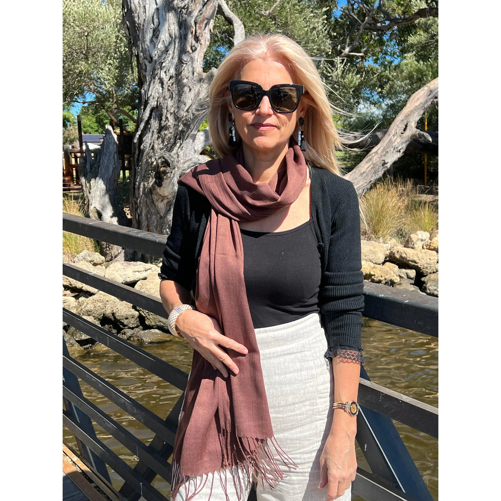Scarves Australia Fashion Scarves Pashmina Shawl Lightweight - Chocolate Brown