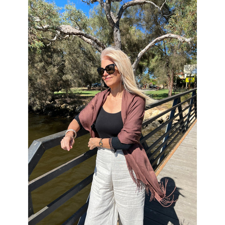 Scarves Australia Fashion Scarves Pashmina Shawl Lightweight - Chocolate Brown