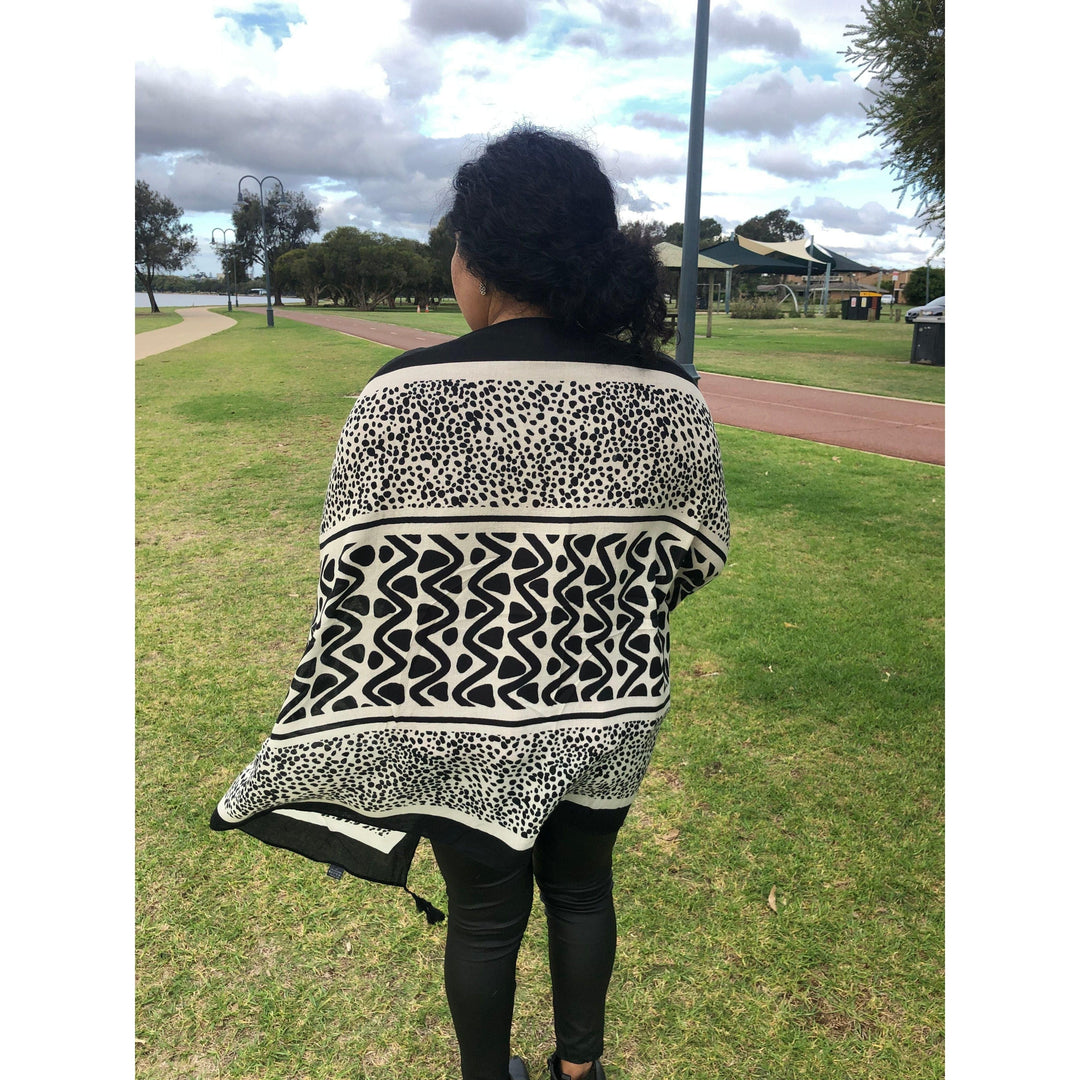 Scarves Australia Fashion Scarves Scarf - Black White Print Contemporary