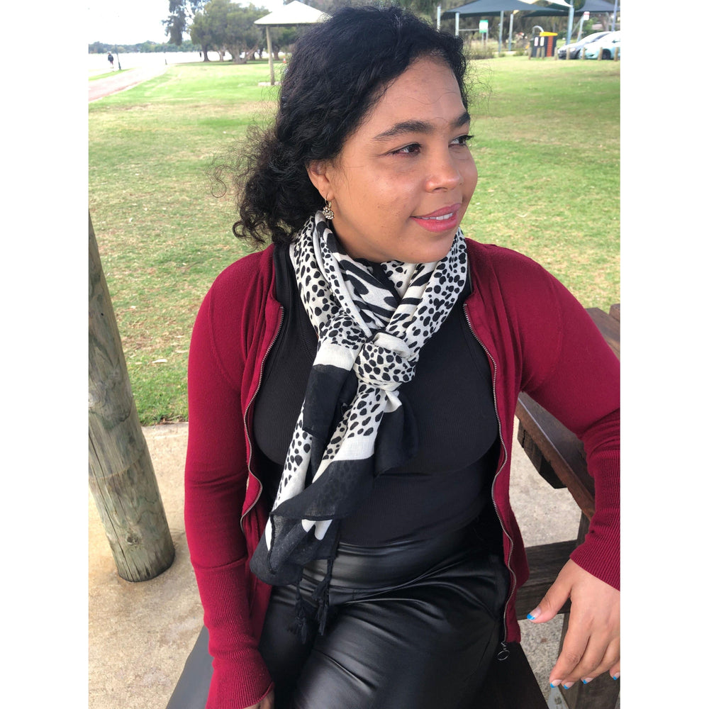 Scarves Australia Fashion Scarves Scarf - Black White Print Contemporary