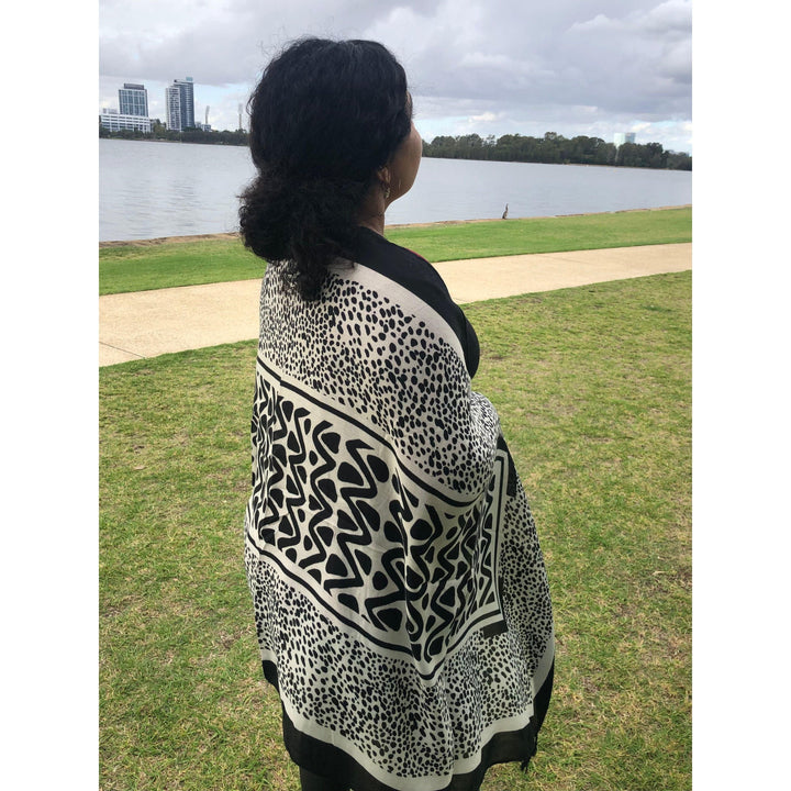 Scarves Australia Fashion Scarves Scarf - Black White Print Contemporary