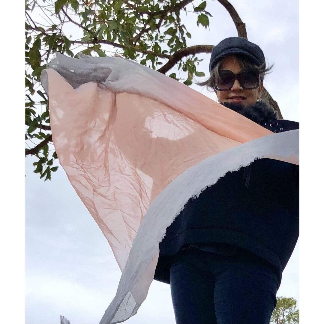 Scarves Australia Fashion Scarves Soft Apricot Pink to Grey Ombre Scarf Cotton