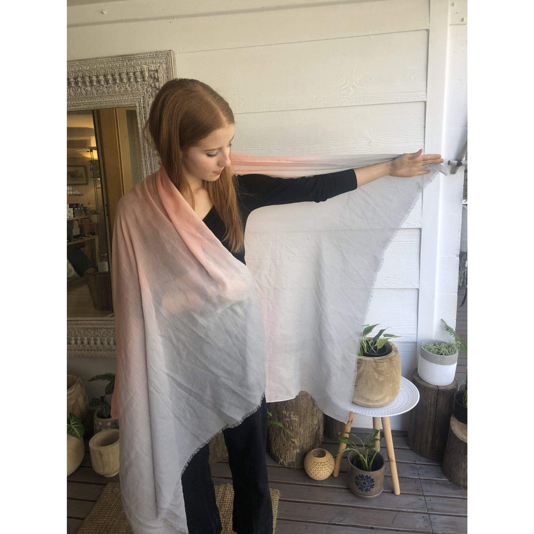 Scarves Australia Fashion Scarves Soft Apricot Pink to Grey Ombre Scarf Cotton