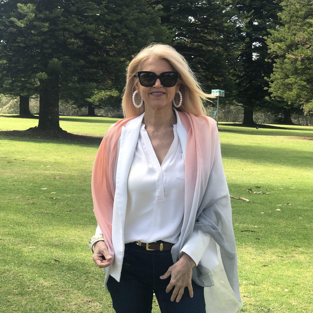 Scarves Australia Fashion Scarves Summer Apricot Pink Grey Ombre Scarf Cotton
