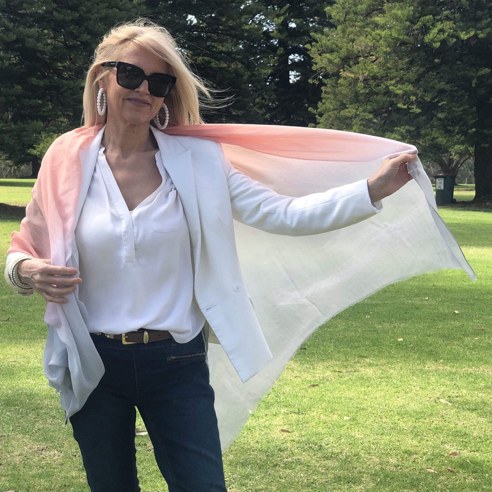 Scarves Australia Fashion Scarves Summer Apricot Pink Grey Ombre Scarf Cotton