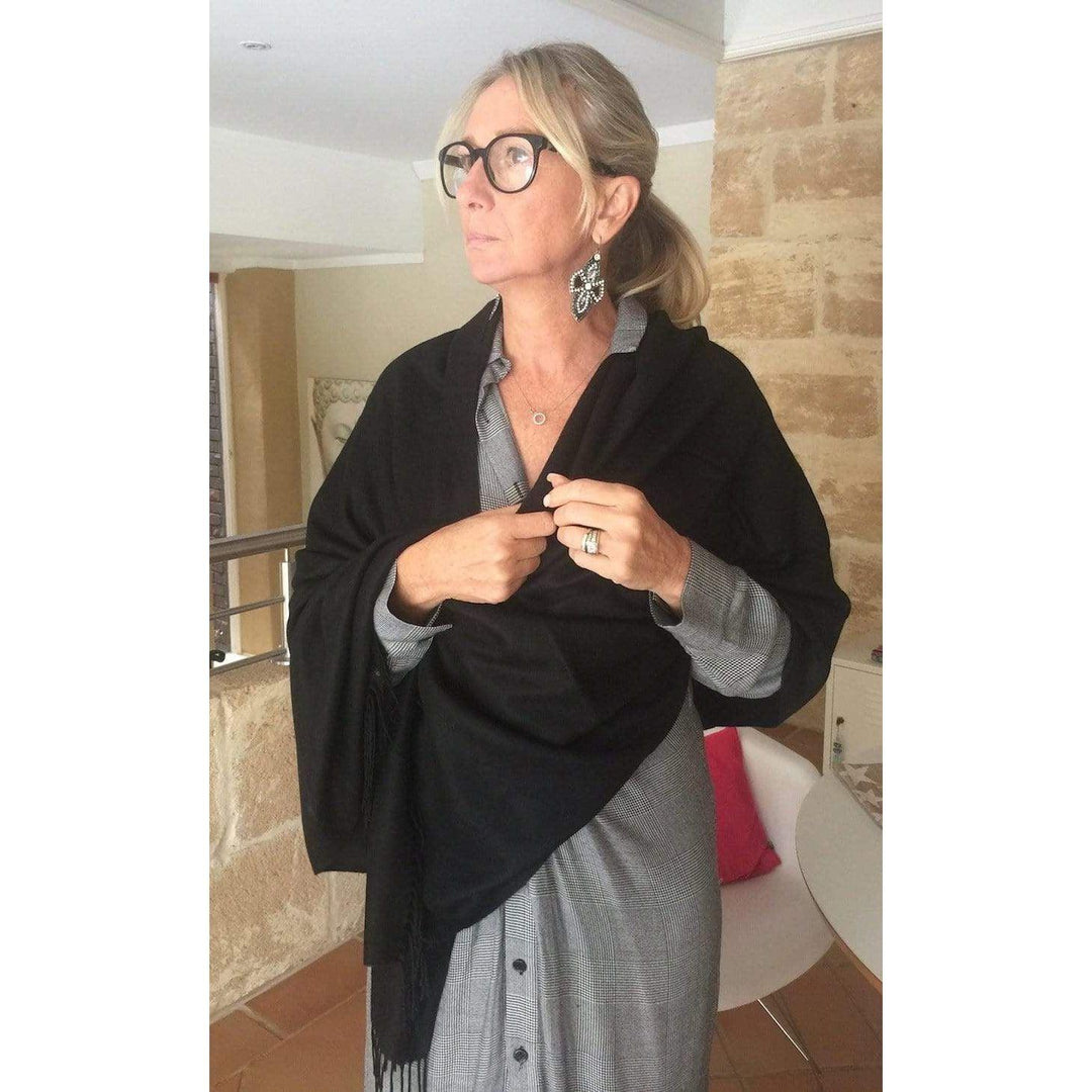 Scarves Australia Luxury  Black Pashmina Scarf Cashmere
