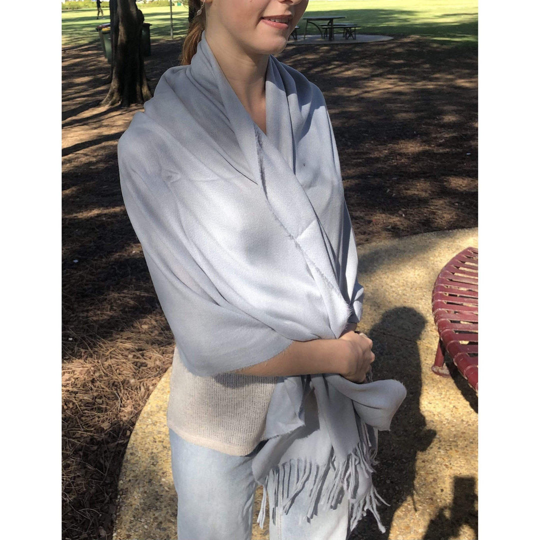 Scarves Australia Luxury Scarves Light Grey Silver Pashmina Shawl Wrap