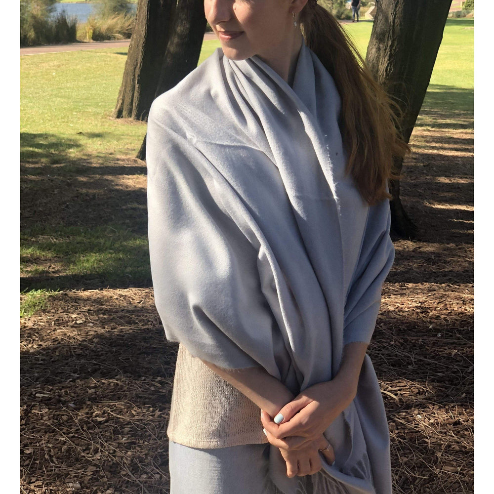 Scarves Australia Luxury Scarves Light Grey Silver Pashmina Shawl Wrap