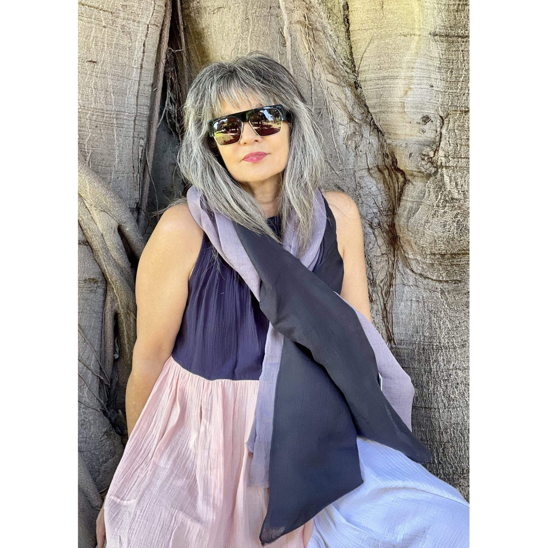 Scarves Australia Luxury Scarves Linen Scarf Charcoal Smokey Lilac