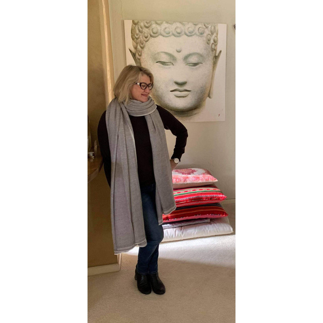 Scarves Australia Luxury Scarves Luxury Wool Blanket Scarf Throw Grey Herringbone - Pre-Order Now!