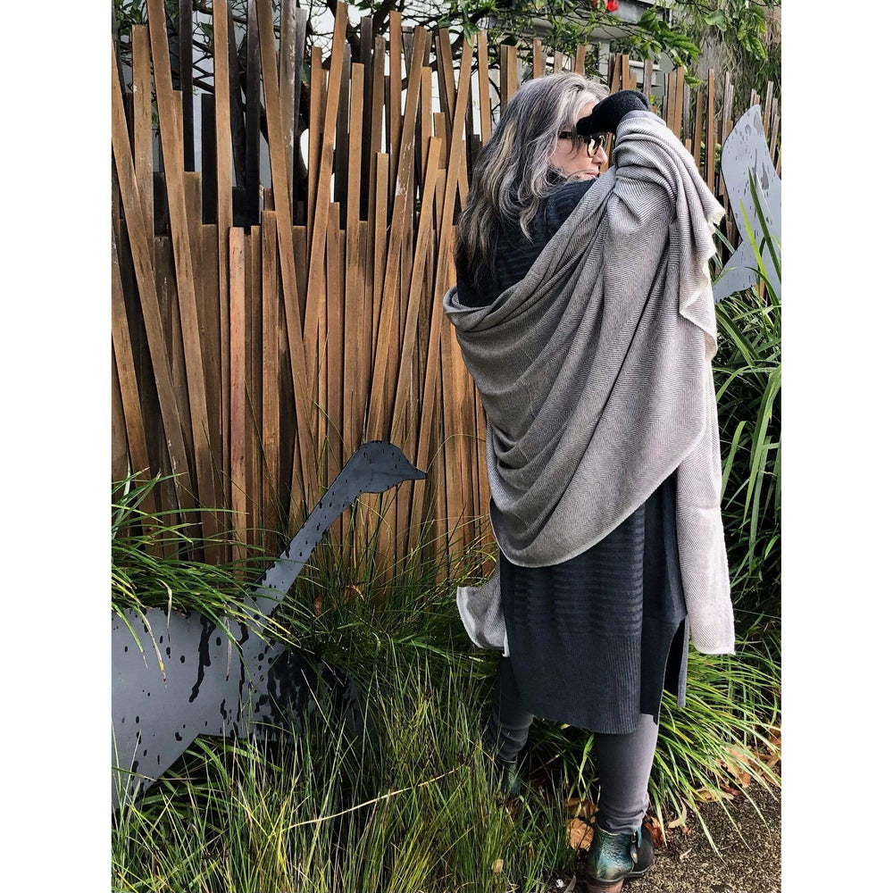 Scarves Australia Luxury Scarves Luxury Wool Blanket Scarf Throw Grey Herringbone - Pre-Order Now!